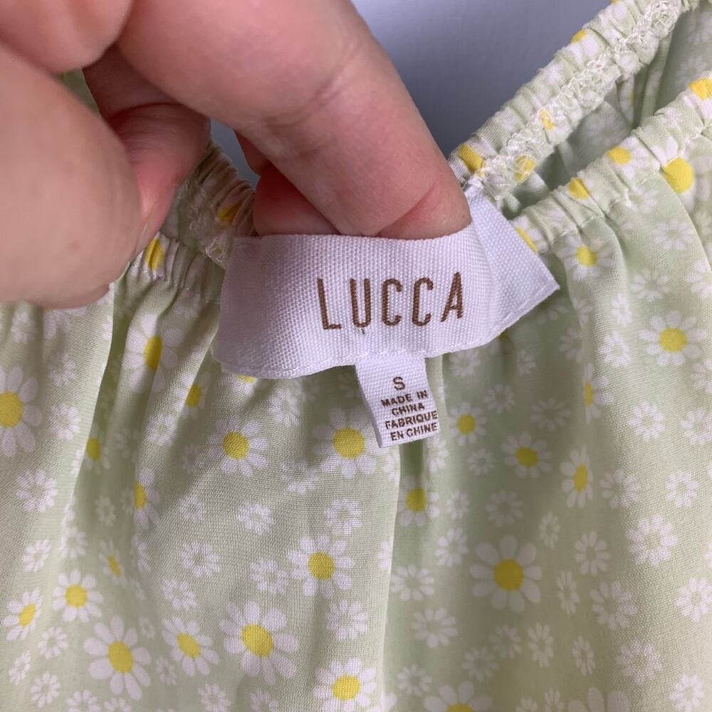 Lucca size small light green daisy flower tiered maxi dress boho cute dainty - Picture 3 of 12